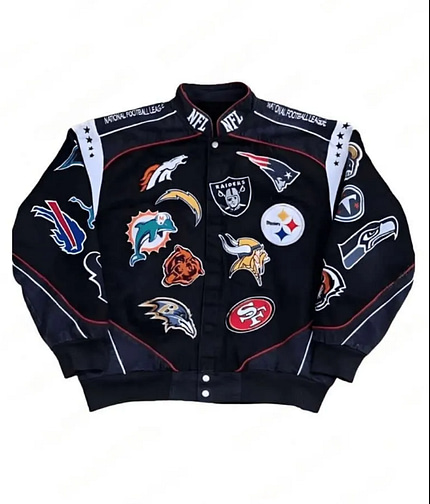 NFL All Teams Black Bomber Jacket Motocollection
