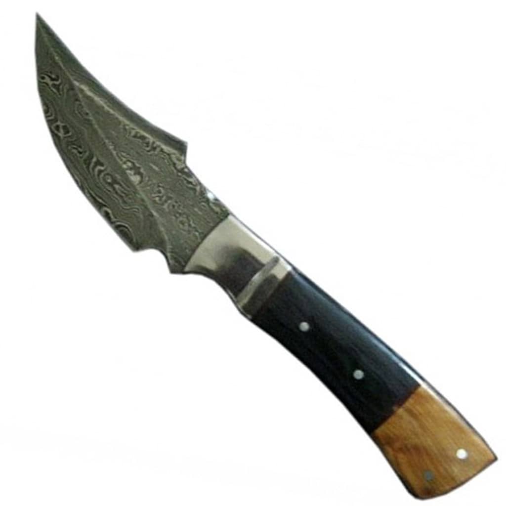 New Damascus Blade Dagger Style Pocket Knife Nice Steel Bolster