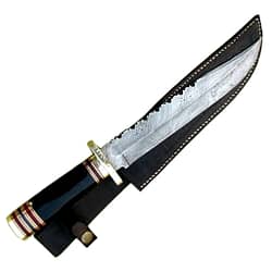 Damascus Bowie Knife Horn Handle Custom Steel Handmade Stag 15.6"