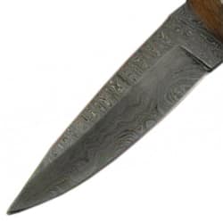 Damascus Pocket Knife Bull Horn Handle Robust Pattern
