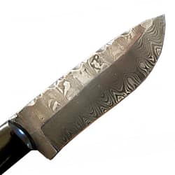 Damascus Full Tang Guthook Knife Blade Fixed Sheath Skinning 9″