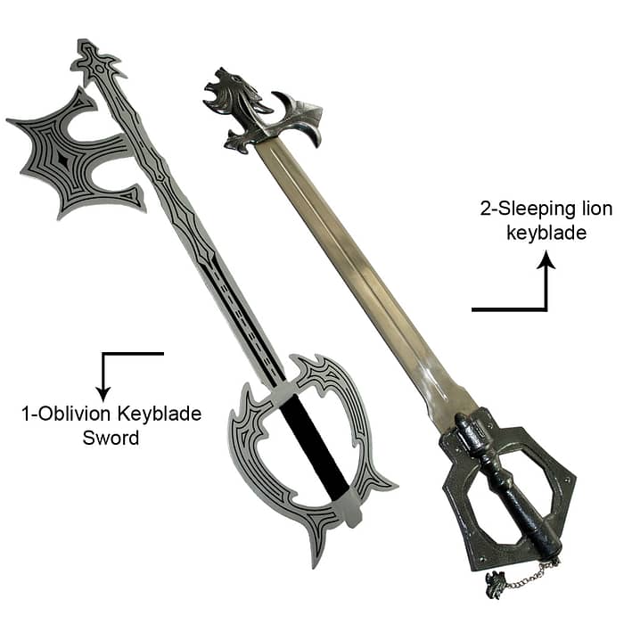 Oblivion Keyblade Sword & Kingdom Hearts Sleeping Lion Keyblade ...