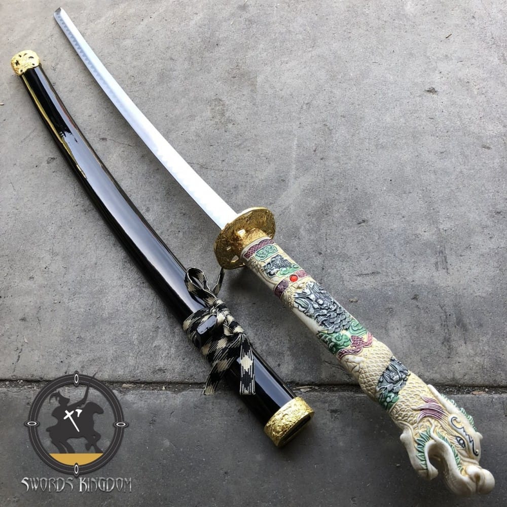 New Carbon Steel Blade White Dragon Samurai Sword