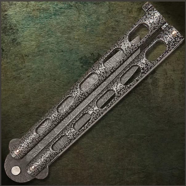 Bear & Son Butterfly Knife Damascus Tanto - SwordsKingdom