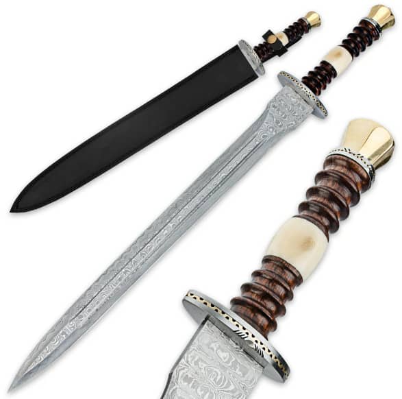 Legends In Steel Renaissance Heartwood And Bone Damascus Sword
