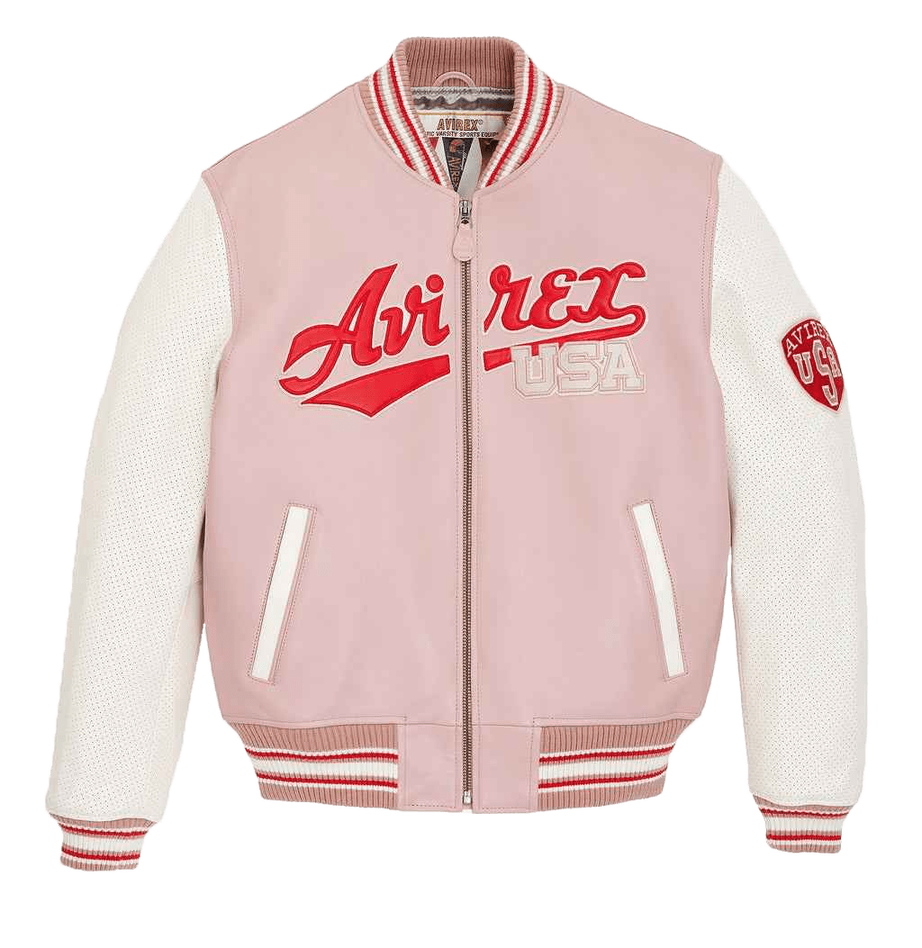 Avirex Pink Script USA Varsity Leather Jacket by VenomJackets