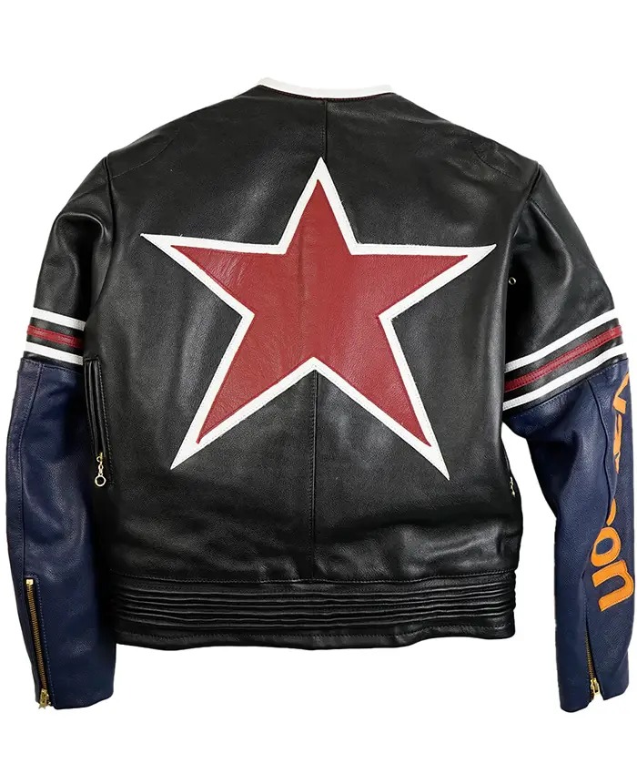 Vanson Star Genuine Cowhide Plain Motorbike Leather Jacket