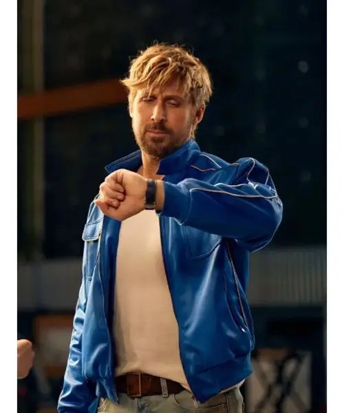 The Chase For Carrera Ryan Gosling Blue Bomber Jacket BY VenomJackets