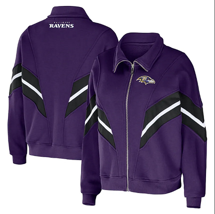 Baltimore Ravens Purple Yarn Dye Stripe Bomber Jacket
