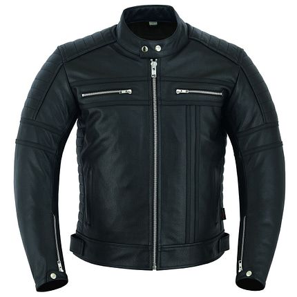Leather Motorbike Jacket With CE Protect Armour Thermal Lining