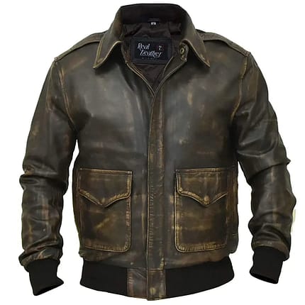 A2 Aviator Distressed Cowhide Leather Bomber Aviator Flight Jacket