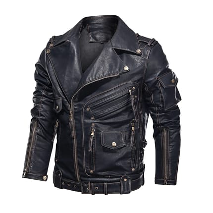 Men's Genuine Cowhide Motorcycle Biker Premium Leather Jacket