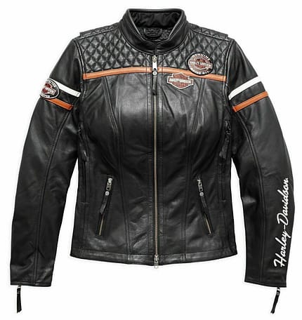 Women Miss Enthusiast HARLEY DAVIDSON B&S Triple Vent Black Leather Jacket Motocollection