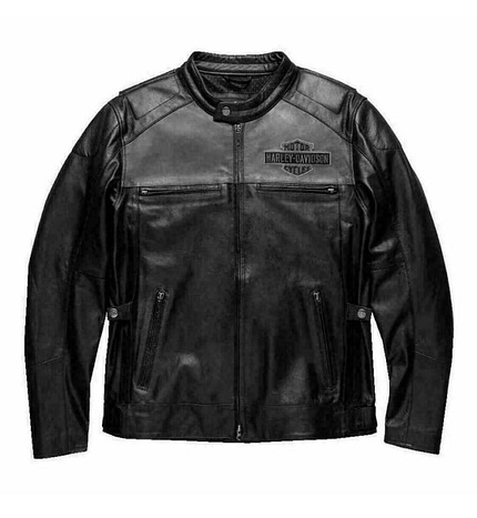 Motorbike Harley Davidson VOTARY Black Gray Leather Jacket for Men Motocollection