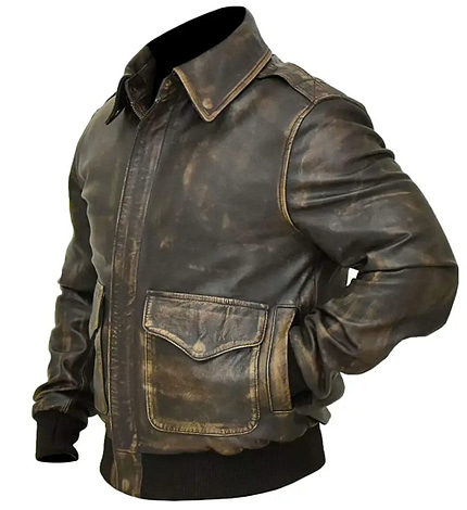 A2 Aviator Distressed Cowhide Leather Bomber Aviator Flight Jacket side