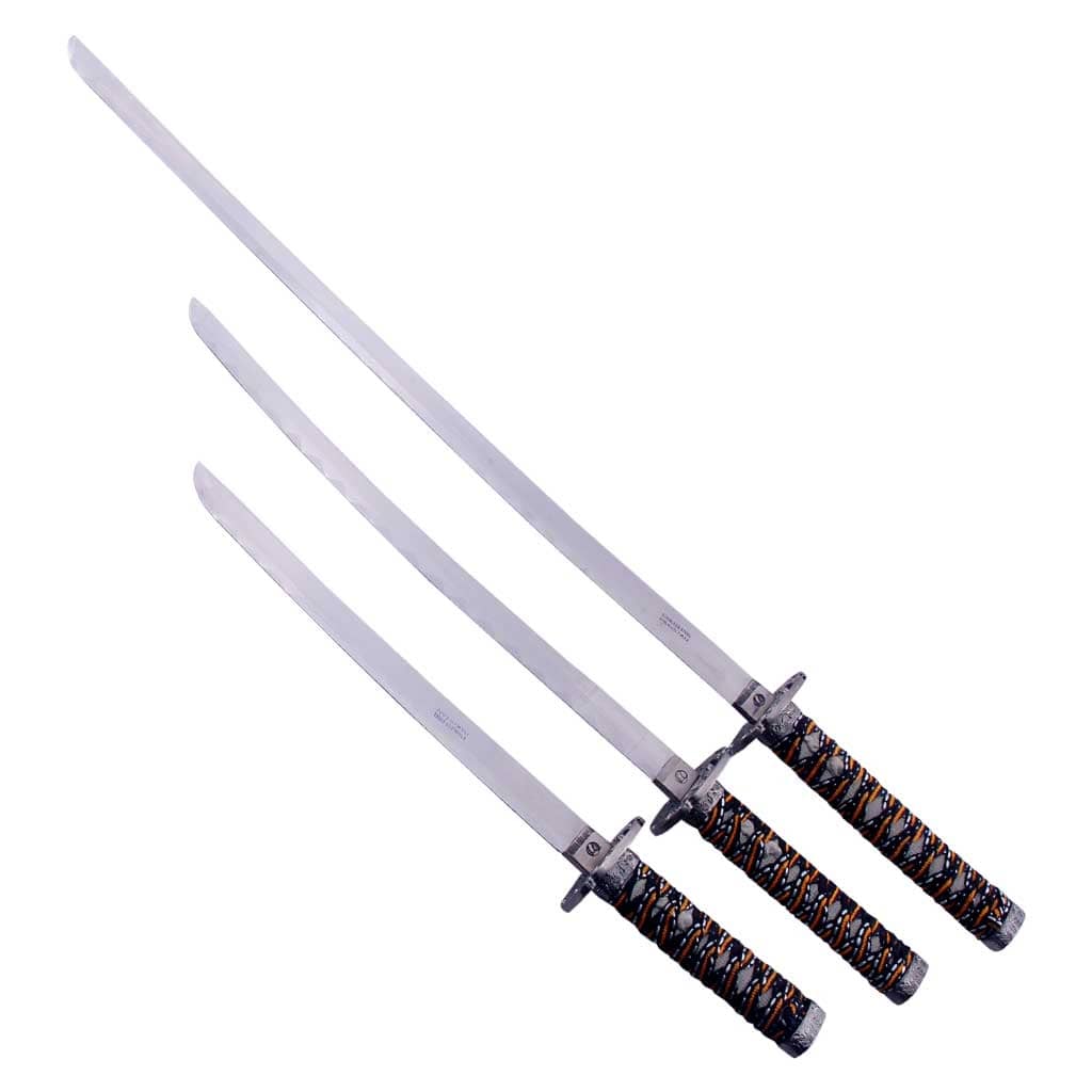 Ninja Symbol 3-piece Blue Samurai Swords Set