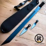 Black Ninja Sword Tactical Blade Katana Throwing Knife Full Tang