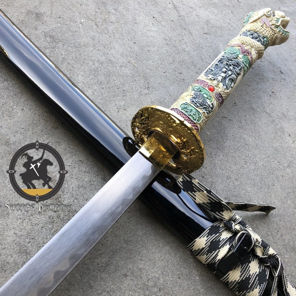 New Carbon Steel Blade White Dragon Samurai Sword