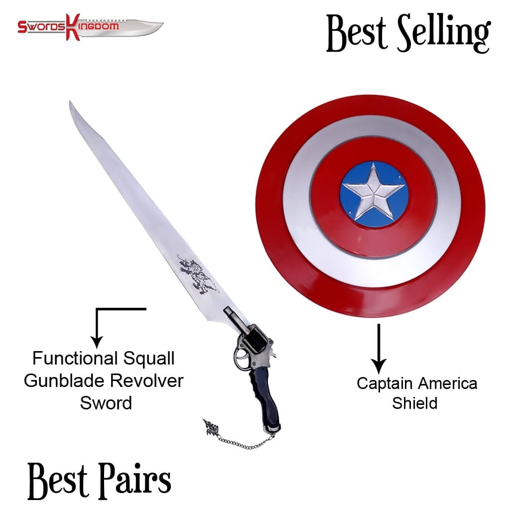 Functional Squall Gunblade from Final Fantasy & Red Captain America Shield Replica