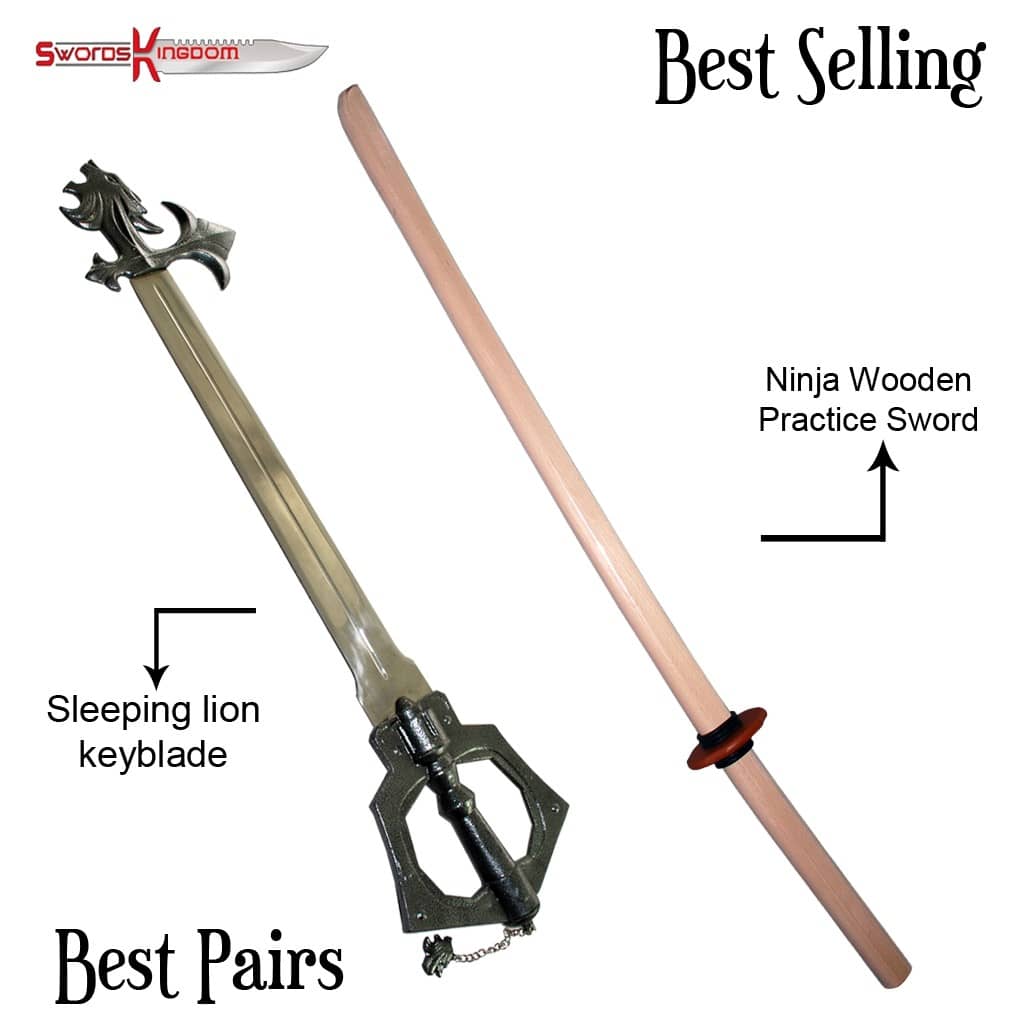Sleeping Lion Keyblade Replica & Ninja Wooden Practice Sword