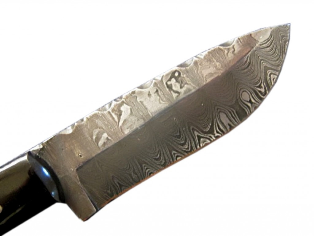 Damascus Full Tang Guthook Knife Blade Fixed Sheath Skinning 9"