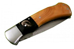 Damascus Folding Pocket Knife C Steel Forged Hand Handle Wood Hunting Tang Full Custom