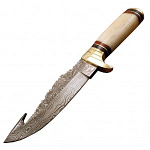 Custom Gut Hook Damascus Knife Fantastic Rock beautiful Handle 5 1/8"