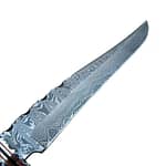 A Piece of Art Stag Horn Handle Damascus Knife with Black Leather Sheath