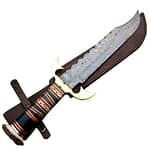 Damascus Bowie Hunting Knife 16.5" Stag Antler Handle Custom  Bowie Antler Steel Hand