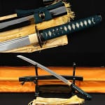Folded Steel Samurai Wakizashi Sword