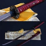 Japanese Samurai Damascus Red Folded Steel Katana Sword