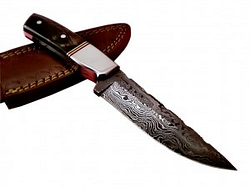 Damascus Hand Made Full Tang Pocket Knife Double Stitching Case