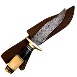 New Damascus Knife Bone and Horn Handle Wonderful Blade