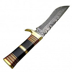 15.6" Dashing Looks Damascus Bowie Knife Horn Handle Wonderful Blade