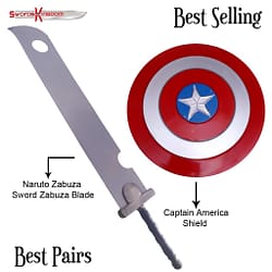 Anime Inspired Zanbatou Slayer Sword & Red Captain America Shield Replica