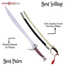 Goblin Cleaver Orcrist Sword of Thorin Oakenshield & CSA Cavalry Officer Sword Replica