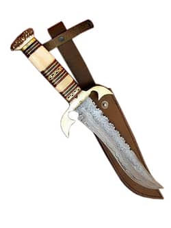 New Handmade Damascus Steel Knife Camel Bone Handle Handcrafted 17"