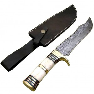 New Camel Bone Carbon Steel Damascus Knife Perfect Blade 14.1"