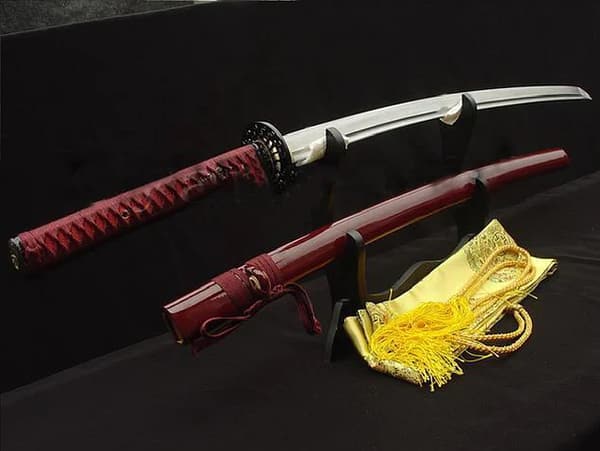 Handmade Red Japanese Sword Katana Full Tang