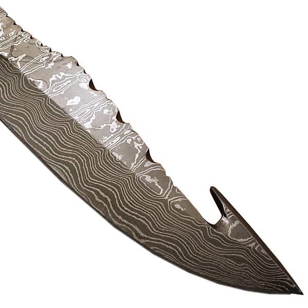Custom Gut Hook Damascus Knife Fantastic Rock beautiful Handle 5 1/8"