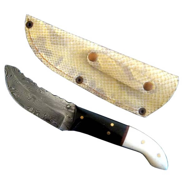 New Pocket Damascus Knife with Sheath 9"