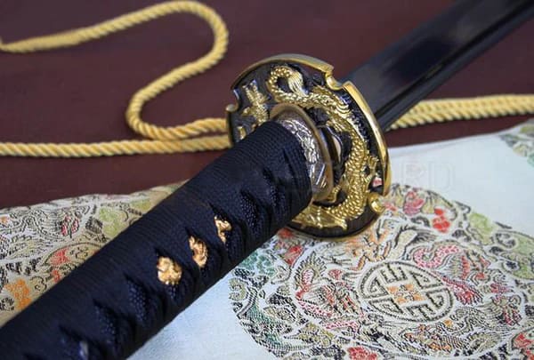 Japanese Damascus Blade Black Folded Steel Katana Sword