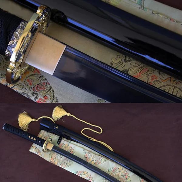 Japanese Damascus Blade Black Folded Steel Katana Sword